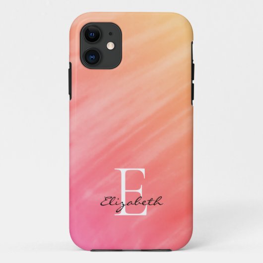 Name Monogram Orange Case-Mate iPhone Case (Rückseite)