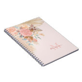 Name Monogram Pampas Grass Rose Gold Florals Notizblock (Rechte Seite)