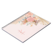 Name Monogram Pampas Grass Rose Gold Florals Notizblock (Linke Seite)