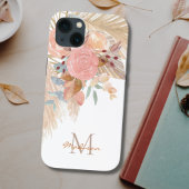 Name Monogram Pampelgras Blush Pink Floral Case-Mate iPhone Hülle