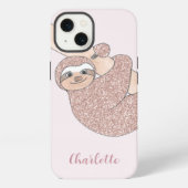 Name Monogram Pink Slots iPhone Hülle (Rückseite)