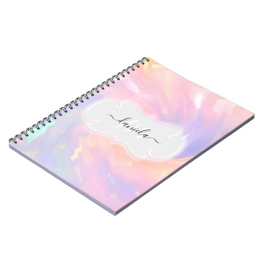 Name Monogram Princess Unicorn Monogram Frame Notizblock (Linke Seite)