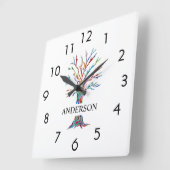 Name Monogram Rainbow Tree Square Wall Clock Quadratische Wanduhr (Winkel)