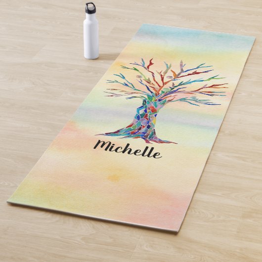 Name Monogram Rainbow Tree Yogamatte (Beispiel)
