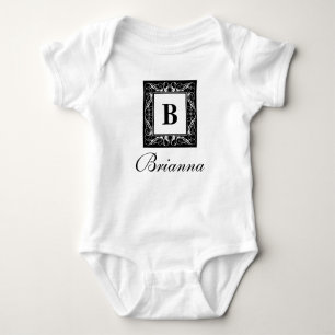Name Monogram Regal Style Baby Bodysuit Baby Strampler