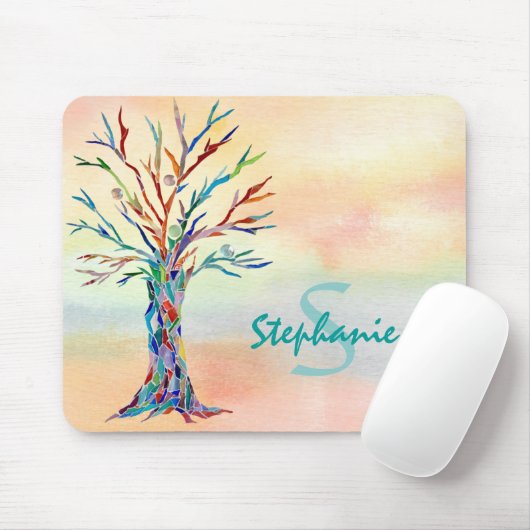 Name Monogram Rustic Tree Mousepad (Mit Mouse)