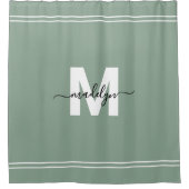 Name Monogram Sage Green Duschvorhang (Vorderseite)