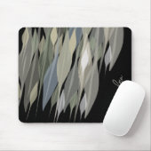 Name Monogram Salbei beige graue schwarze Blätter Mousepad (Mit Mouse)