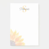 Name Monogram Sonnenblume Post-it Klebezettel (Vorderseite)
