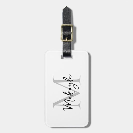 Name Monogram Stylish Script Gepäckanhänger (Vorderseite vertikal)