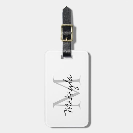 Name Monogram Stylish Script Gepäckanhänger (Vorderseite vertikal)
