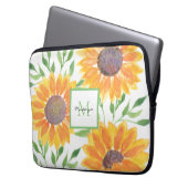 Name Monogram Sunflores Laptopschutzhülle (Vorderseite Links)
