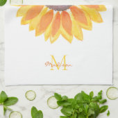 Name Monogram Sunflower Geschirrtuch (Gefaltet)