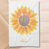 Name Monogram Sunflower Geschirrtuch