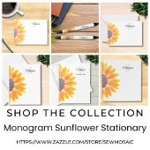 Name Monogram Sunflower Mitteilungskarte