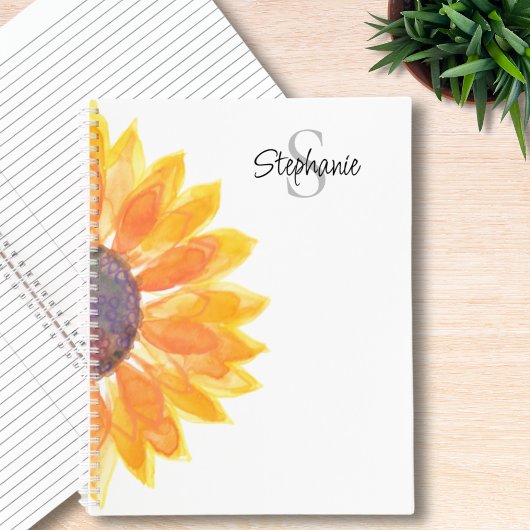 Name Monogram Sunflower Notizblock