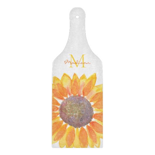 Name Monogram Sunflower Schneidebrett (Vorderseite)