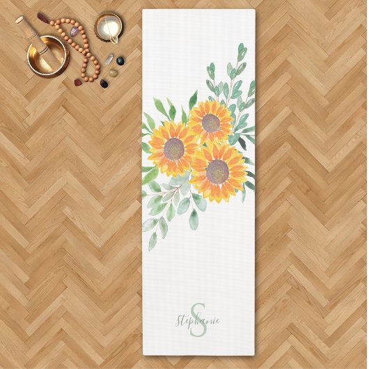 Name Monogram Sunflower Yogamatte