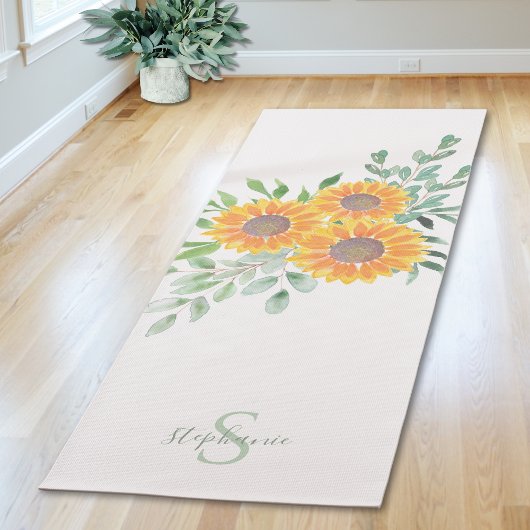 Name Monogram Sunflower Yogamatte