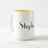 Name Monogram Template Gelb Cooles Geschenk Zweifarbige Tasse (Vorderseite Links)