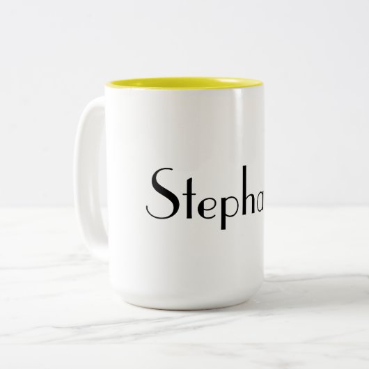Name Monogram Template Gelb Cooles Geschenk Zweifarbige Tasse (Vorderseite Links)