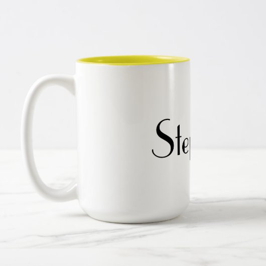 Name Monogram Template Gelb Cooles Geschenk Zweifarbige Tasse (Links)