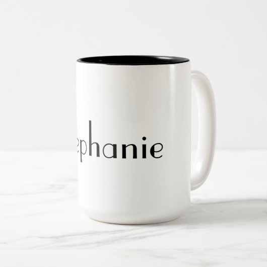 Name Monogram Template Schwarz & Weiß Cooles Gesch Zweifarbige Tasse (VorderseiteRechts)
