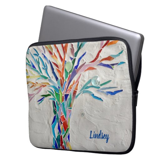 Name Monogram Tree Laptopschutzhülle (Vorderseite Links)