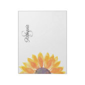 Name Monogram Watercolor Sonnenblume Notizblock (Rotiert)