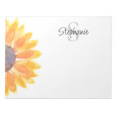 Name Monogram Watercolor Sonnenblume Notizblock (Vorderseite)