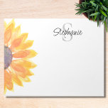 Name Monogram Watercolor Sonnenblume Notizblock<br><div class="desc">Dieses personalisierte Notizblock mit Blumen ist mit einer gelben Aquarellblume geschmückt. Einfach mit Ihrem Namen und Monogramm anpassbar. Ändern Sie mithilfe des Entwurfstools die Textgröße,  den Stil oder die Farbe. Wenn wir unsere Kunstwerke erstellen,  werden Sie dieses exakte Bild von anderen Designern nicht finden. Original Wasserfarbe © Michele Davies.</div>