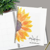 Name Monogram Watercolor Sonnenblume Planer