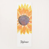 Name Monogram Watercolor Sonnenblume Yogamatte (Rückseite)