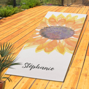 Name Monogram Watercolor Sonnenblume Yogamatte