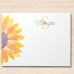 Name Monogram Watercolor Sunflower Notizblock<br><div class="desc">This floral personalized notepad features a yellow watercolor sunflower. 
Easily customizable with your name and monogram. 
Original Watercolor © Michele Davies.</div>