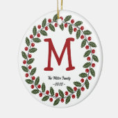 Name Monogram Weihnachtsschaden Keramik Ornament (Links)