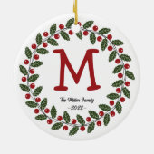 Name Monogram Weihnachtsschaden Keramik Ornament (Hinten)