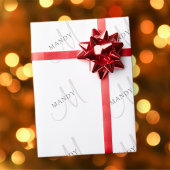 Name Monogram & White & Gray Geschenkpapier