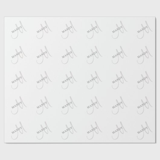 Name Monogram & White & Gray Geschenkpapier (Flach)