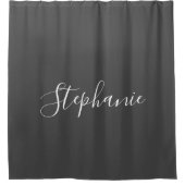 Name Monogram White Gray Klasse Elegant Custom Duschvorhang (Vorderseite)