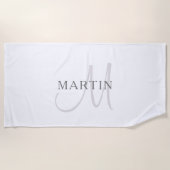 Name Monogram & White & Gray Strandtuch (Vorderseite)