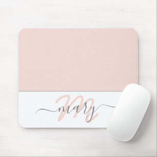 Name Monogram White Rosa Abstrakt Mousepad