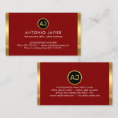 Name Monogram With Gold Frame Visitenkarte (Vorne/Hinten)