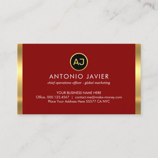 Name Monogram With Gold Frame Visitenkarte (Vorderseite)