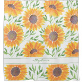 Name Monogram Yellow Sunflower Duschvorhang (Vorderseite)