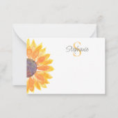Name Monogram Yellow Sunflower Mitteilungskarte (Vorderseite)