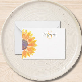 Name Monogram Yellow Sunflower  Mitteilungskarte