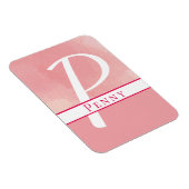 Name Monogramm Aquarellfarbe Pink Magnet (Rechte Seite)