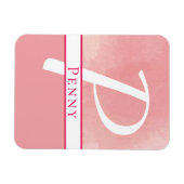 Name Monogramm Aquarellfarbe Pink Magnet (Horizontal)