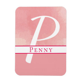 Name Monogramm Aquarellfarbe Pink Magnet